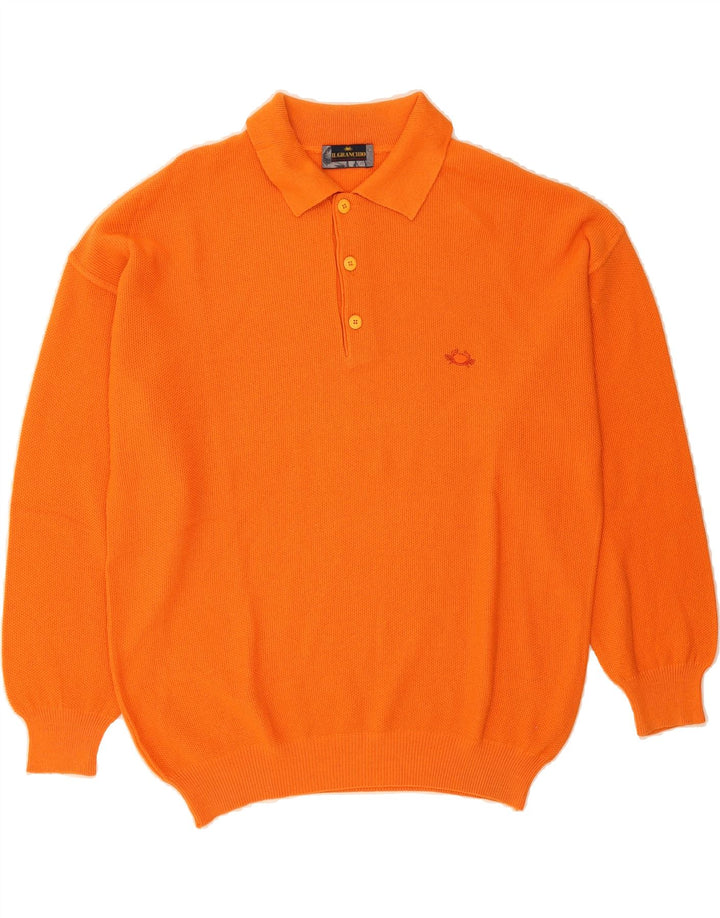 IL GRANCHIO Mens Polo Neck Jumper Sweater XL Orange Vintage Il Granchio and Second-Hand Il Granchio from Messina Hembry 