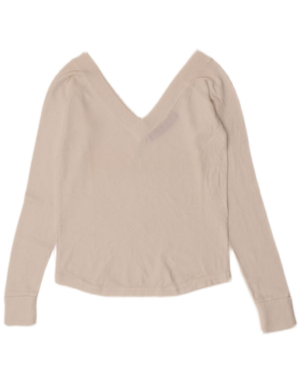 Zara Dame Bluse Top UK 14 Stor Hvid Bomuld