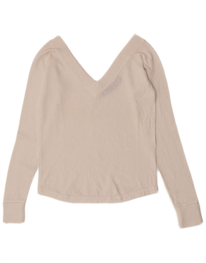 Zara Dame Bluse Top UK 14 Stor Hvid Bomuld