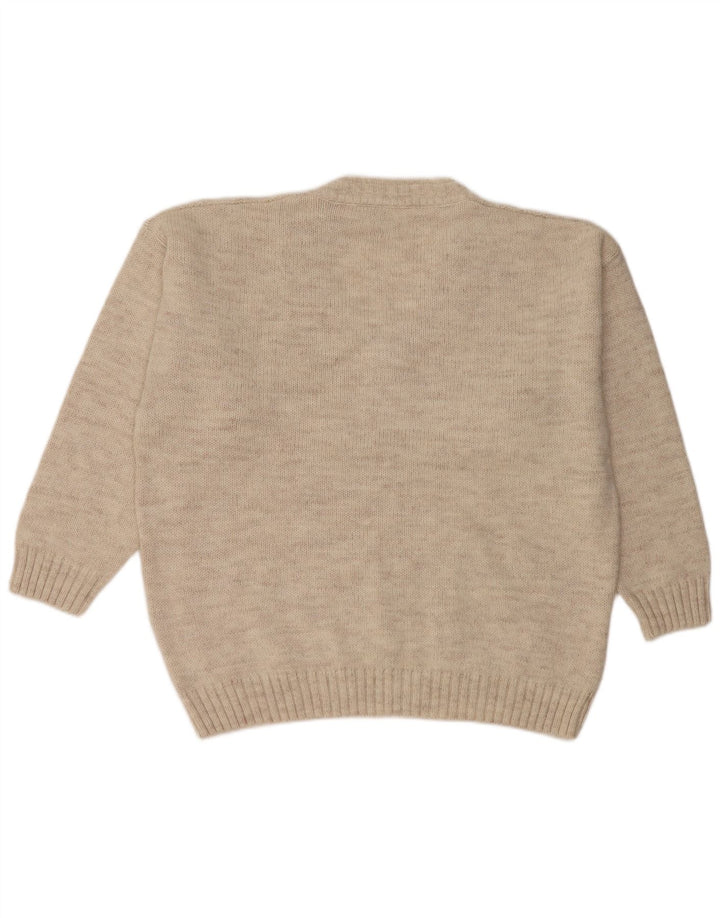 Vintage herre V-hals sweater XL beige uld