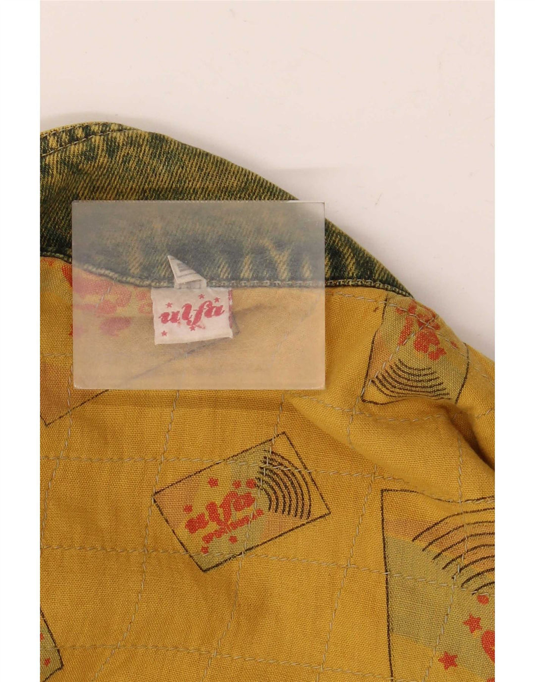 Ulfa Herre Loose Fit denimjakke UK 38 Medium Gul Bomuld 80'erne