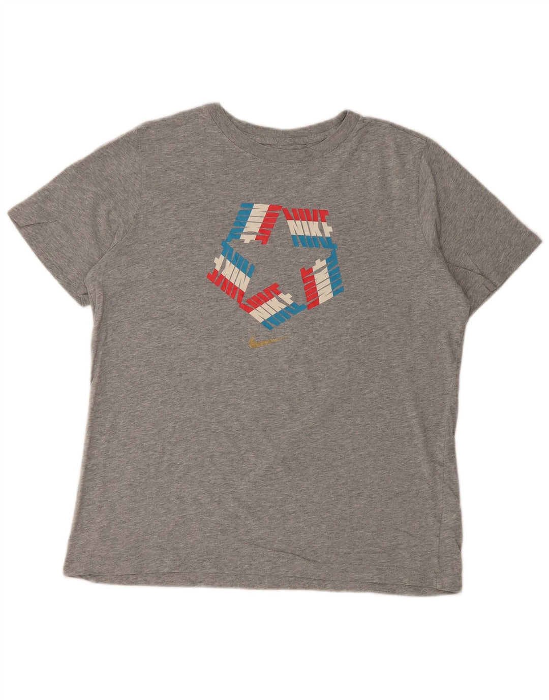 NIKE Dame Standard Fit Grafisk T-Shirt Top UK 18 XL Grå Bomuld