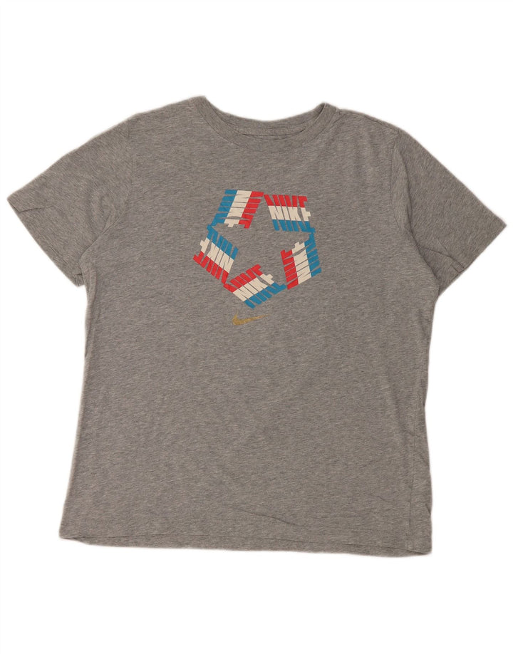 NIKE Dame Standard Fit Grafisk T-Shirt Top UK 18 XL Grå Bomuld