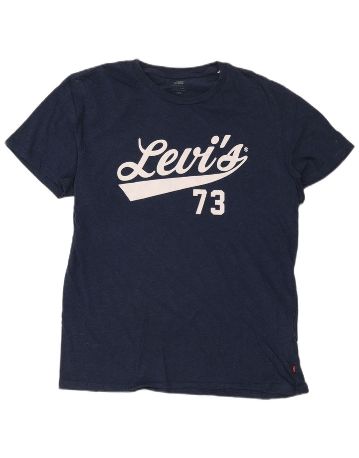 Levi's Herre grafisk T-shirt Top Stor marineblå bomuld