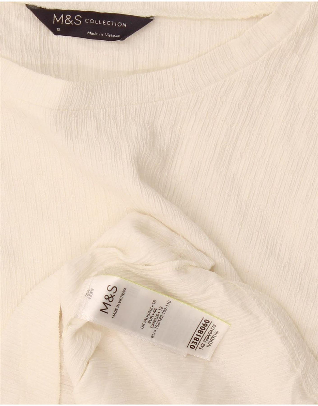 Marks & Spencer Dame Langærmet Bluse Top UK 16 Large Off White