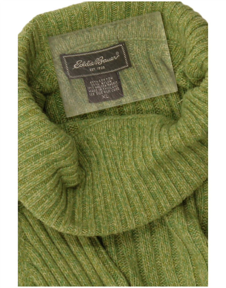 EDDIE BAUER Dame Rullehals sweater UK 18 XL Grøn Bomuld