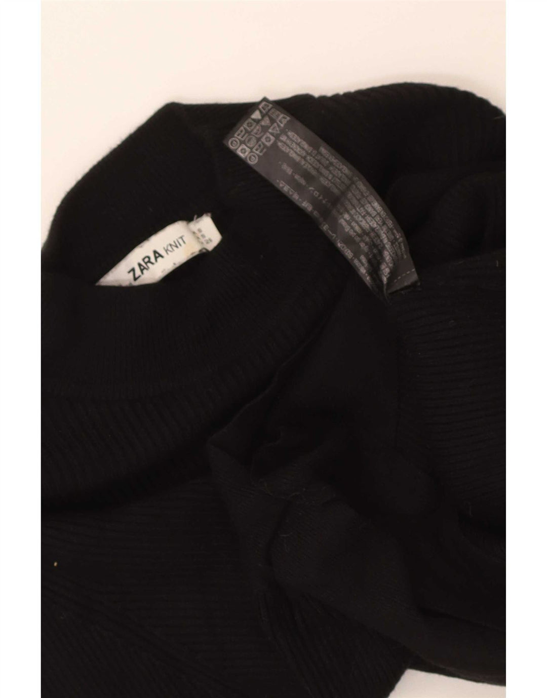 Zara Womens Crop Top Langærmet UK 8 Small Black Viscose