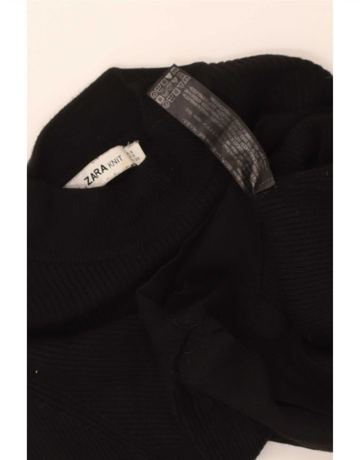 Zara Womens Crop Top Langærmet UK 8 Small Black Viscose