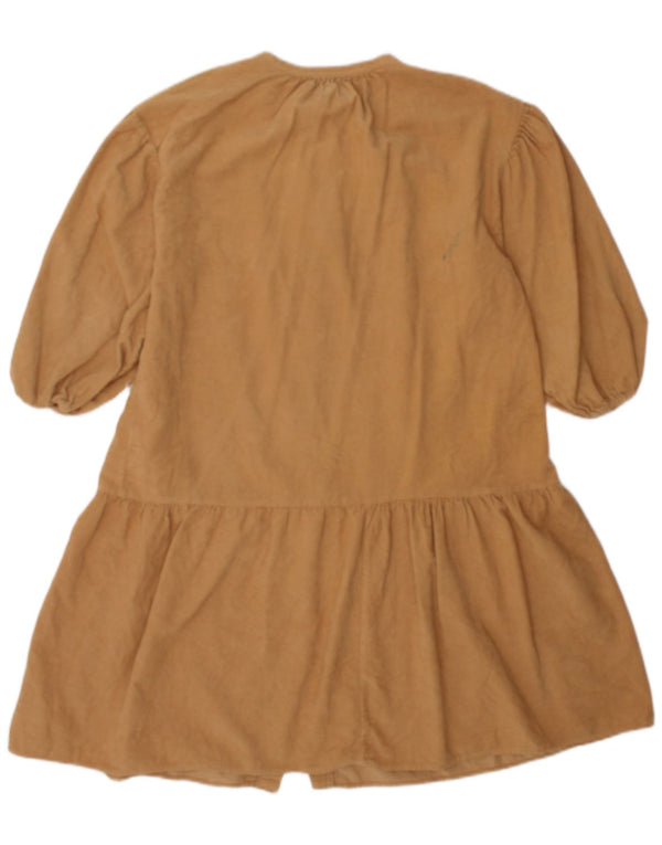 Zara piger 3/4 ærmet fløjlsfarvede kjole 8-9 år beige bomuld
