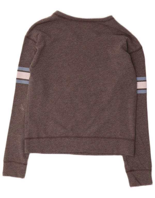 Hollister Womens Graphic Sweatshirt Jumper UK 6 XS Grey Colourblock