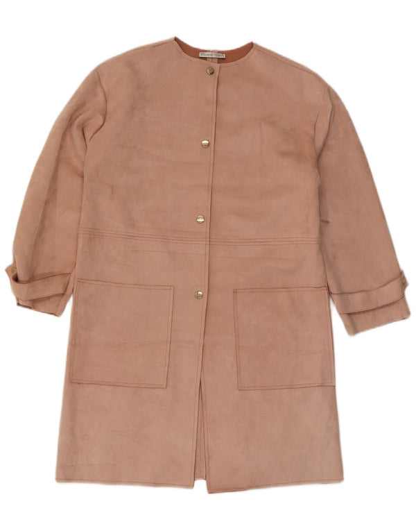 Zara Dame Overfrakke UK 10 Lille Pink Polyester