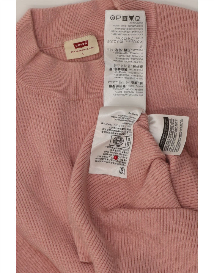 Levi's Womens Crop Top Langærmet UK 16 Large Pink Acryl