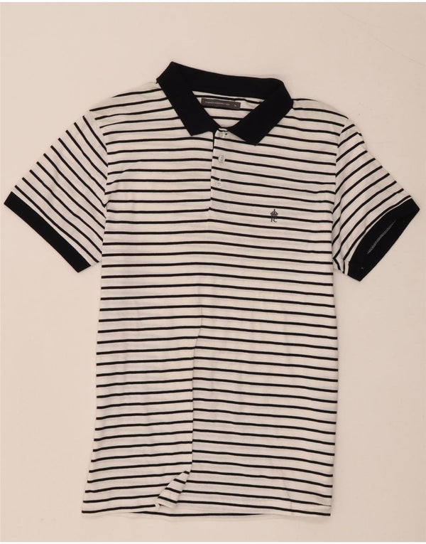 French Connection Herre poloshirt XL hvid nålestribet bomuld