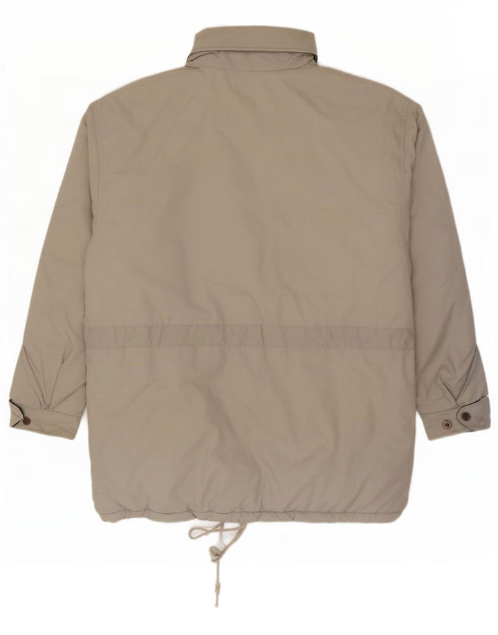 Vintage herre hætte polstret jakke IT 56/58 3XL Grå Polyester