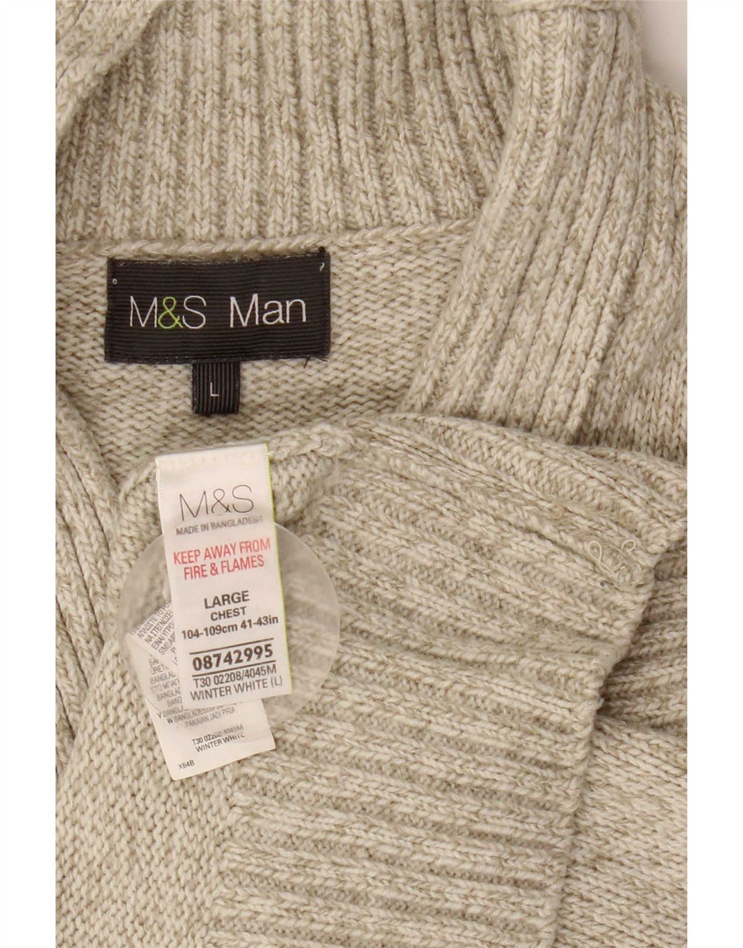 Marks & Spencer Herre Shawl Neck Jumper Sweater Stor Grå Akryl