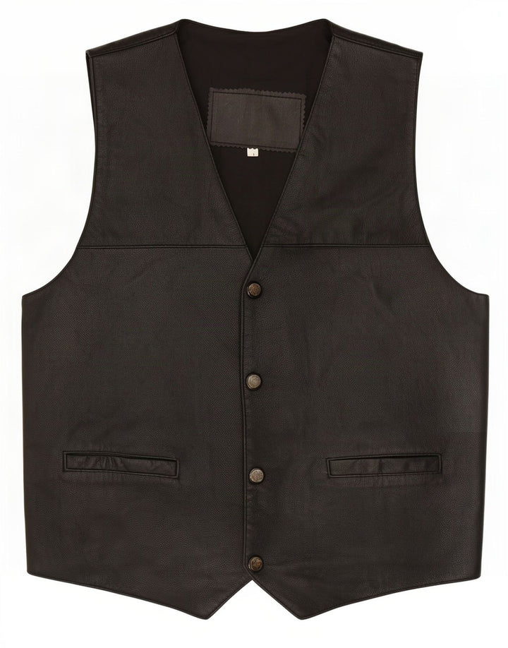 Vintage herre læder vest, stor sort