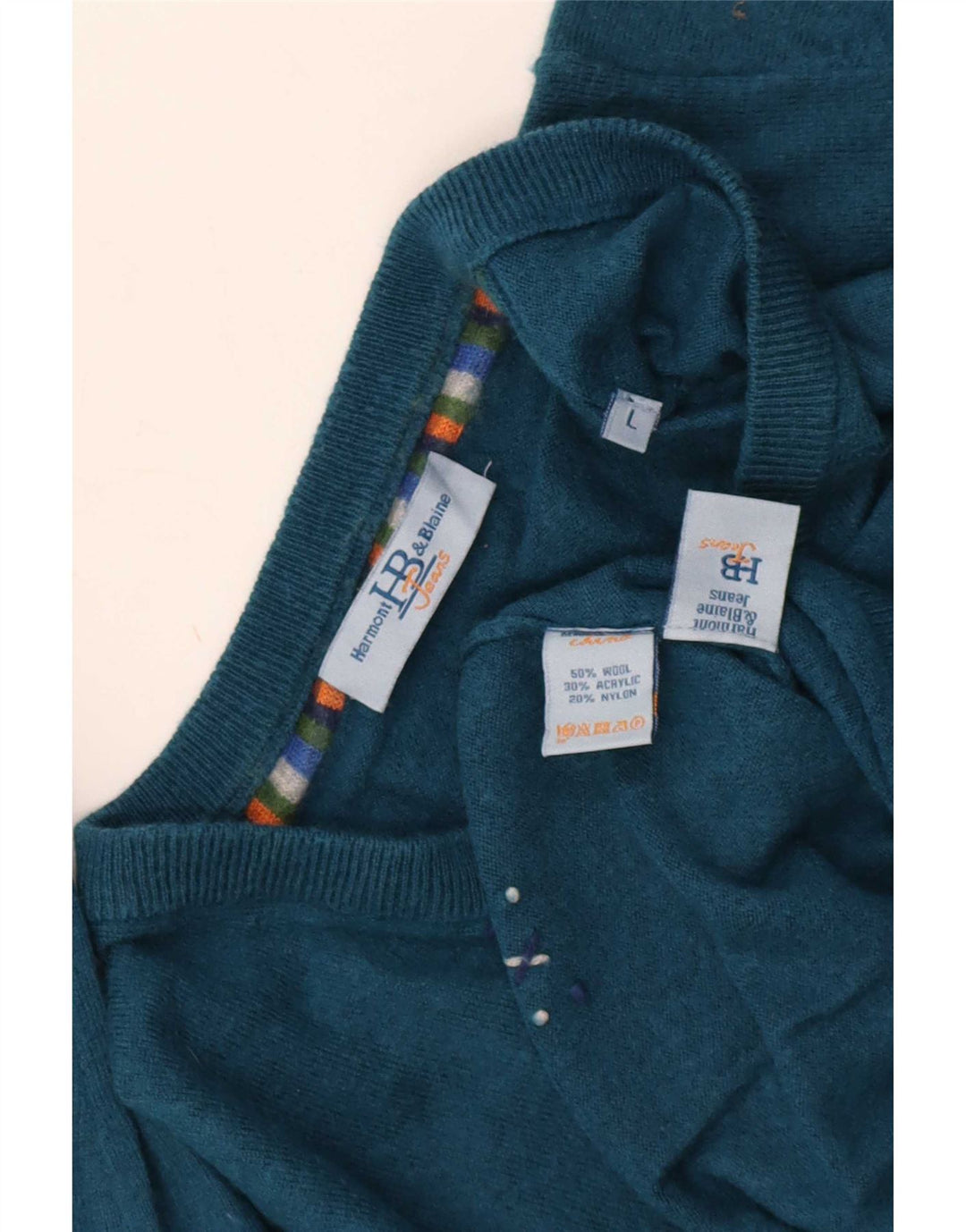 Harmont & Blaine Herre V-hals sweater Large Blue Wool