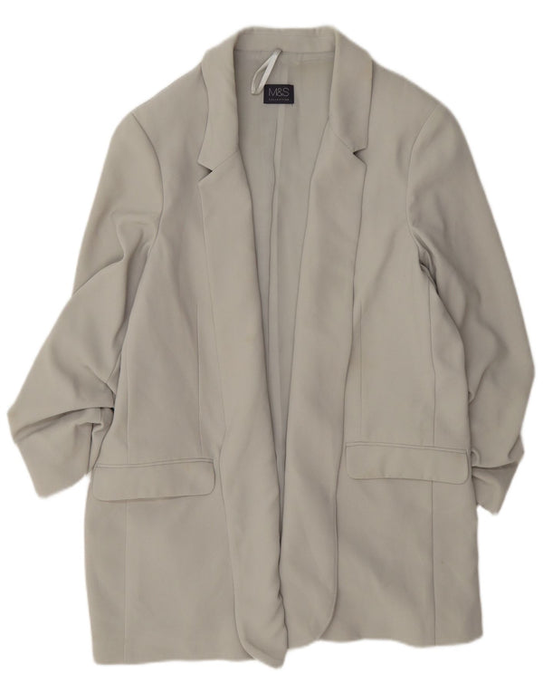 Marks & Spencer Dame Longline Open Blazer Jacket UK 12 Medium Grey