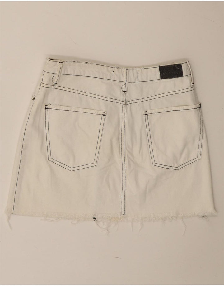 Zara Dame Mini Denim Nederdel Lille W27 Hvid