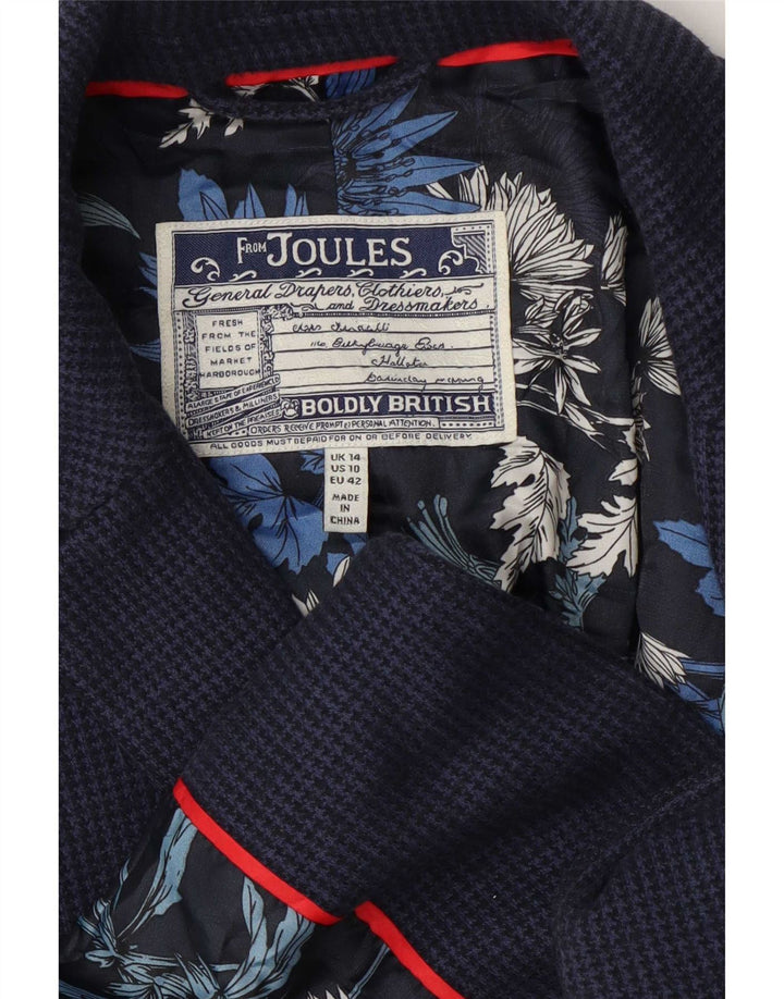 Joules Dame 2 Button Blazer Jacket UK 14 Large Navy Blue Houndstooth