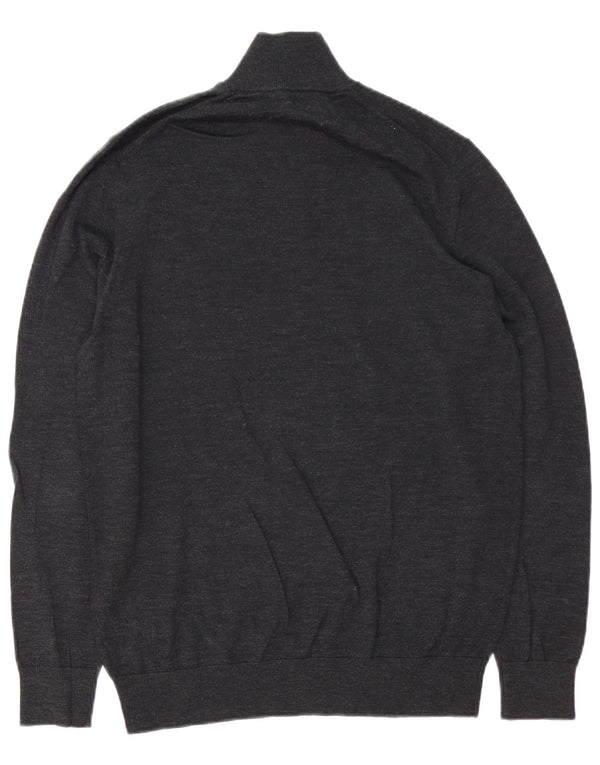Marks & Spencer Herre Autograph Zip Neck Jumper Sweater Medium Grey