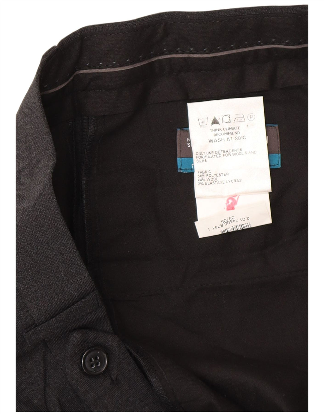 Marks & Spencer herre skræddersyede jakkesætsbukser W34 L29 grå polyester