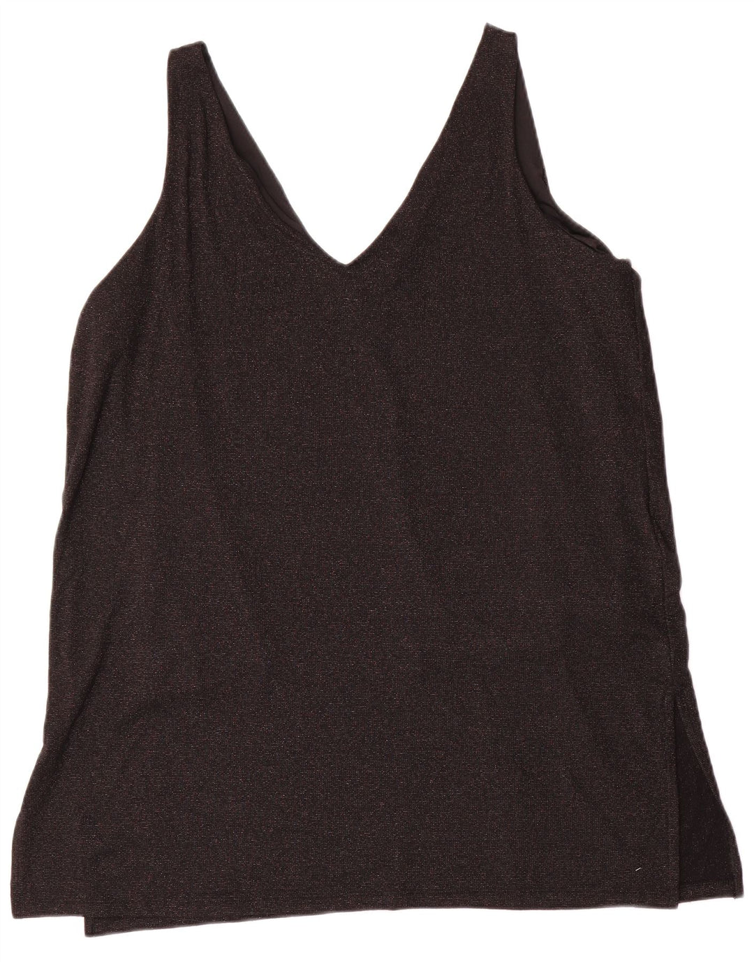 Marks & Spencer Dame ærmeløs bluse Top UK 20 2XL Sort Viscose