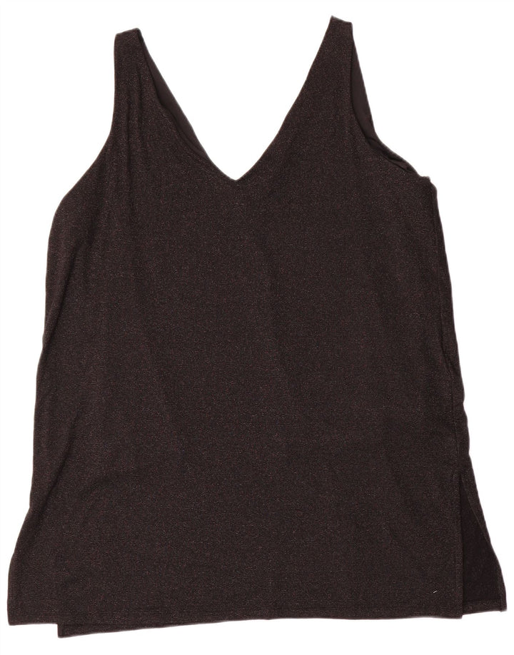 Marks & Spencer Dame ærmeløs bluse Top UK 20 2XL Sort Viscose