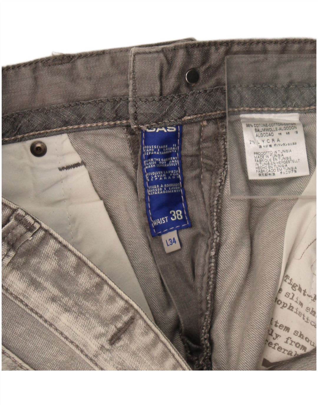 Gas Straight Jeans til kvinder W38 L34 Grå Bomuld