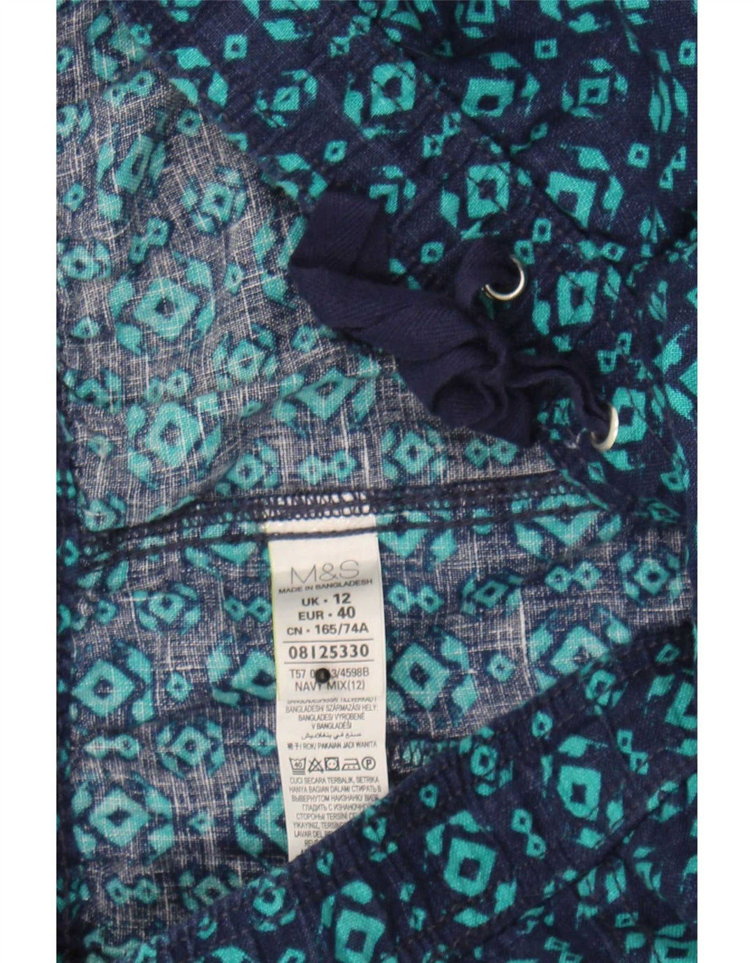 Marks & Spencer A-line nederdel til kvinder UK 12 Medium W30 Marineblå Geometrisk