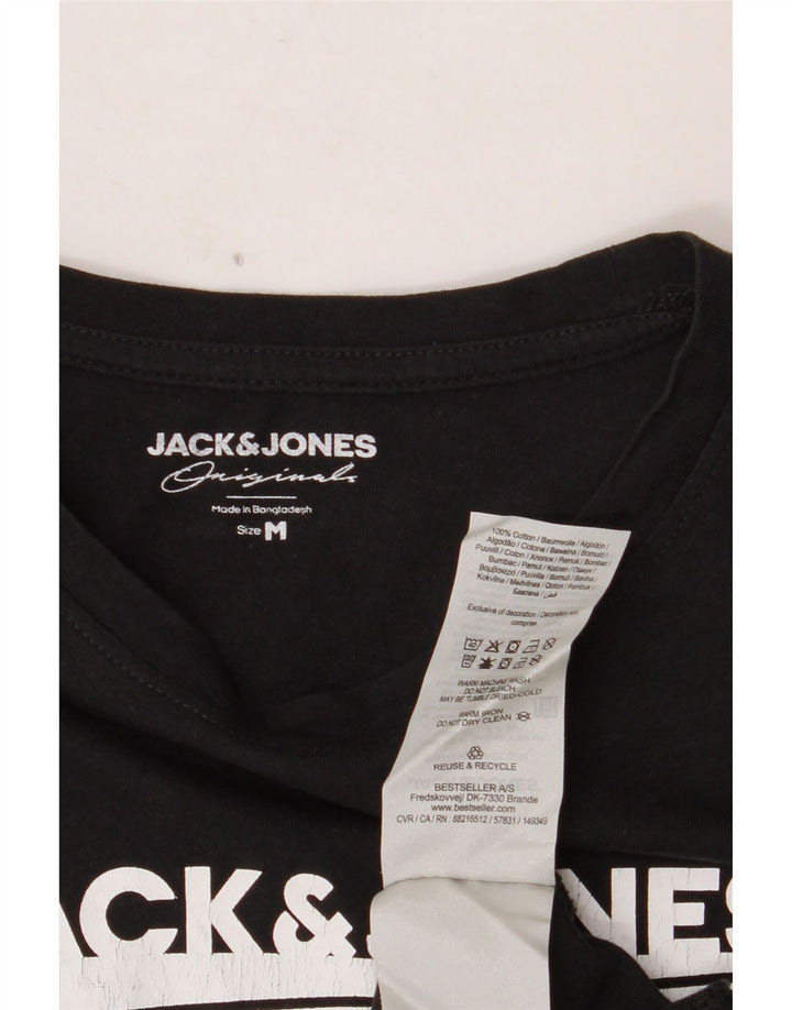 JACK & JONES Herre grafisk T-shirt Top Medium Sort Bomuld