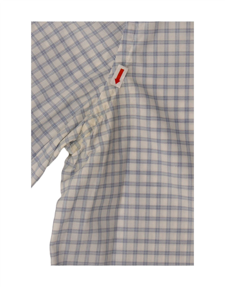 LACOSTE Mens Short Sleeve Shirt Size 45 XL Blue Check Cotton