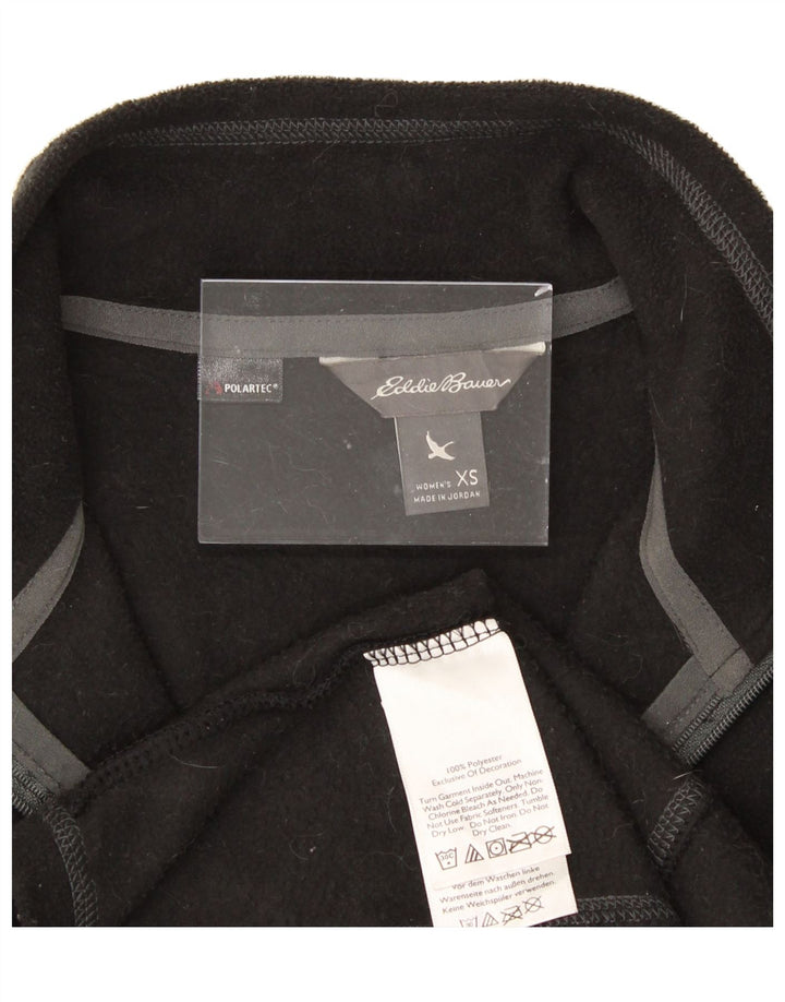 EDDIE BAUER Womens Zip Neck Fleece Jumper UK 6 XS Black Polyester Vintage Eddie Bauer and Second-Hand Eddie Bauer from Messina Hembry 