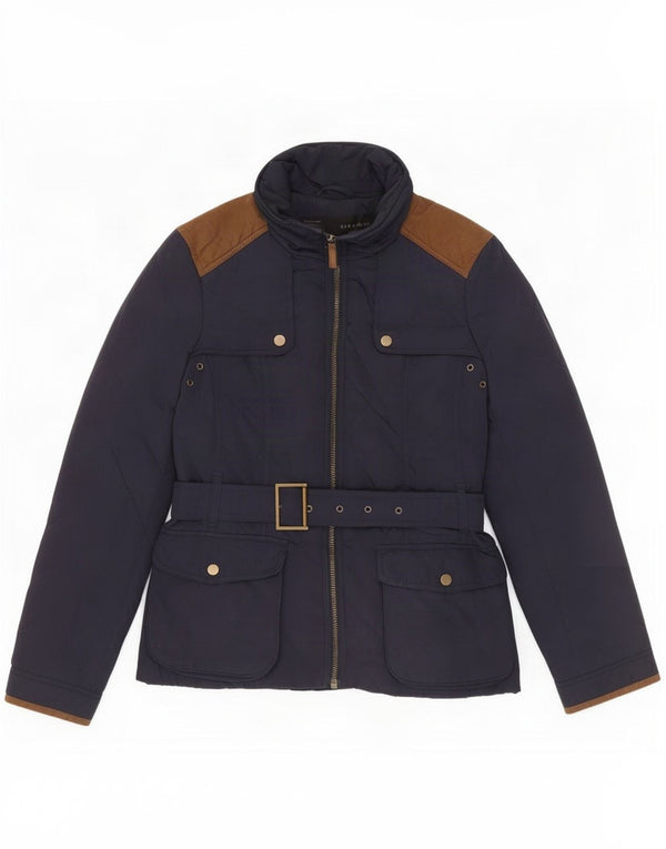 Zara Quiltet jakke til kvinder UK 18 XL Navy Blue Colourblock