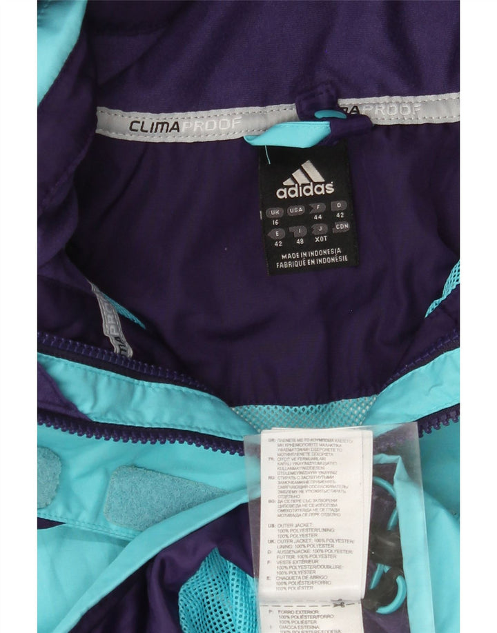 Adidas Dame Clima Proof Hooded Raincoat UK 16 Large Blue Polyester