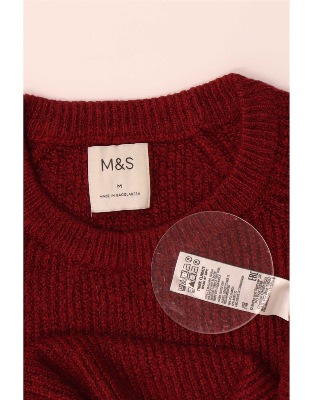 Marks & Spencer Herretrøjetrøje med rund hals, medium Bourgogne polyamid