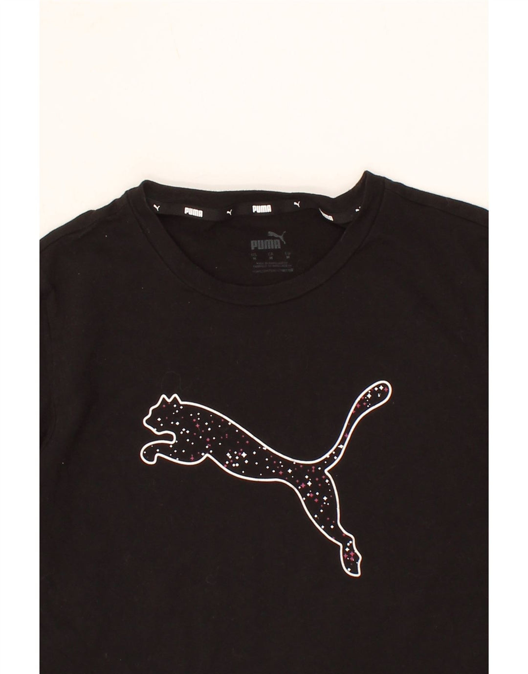 PUMA Womens Graphic T-Shirt Top UK 14 Medium Black Cotton Vintage Puma and Second-Hand Puma from Messina Hembry 