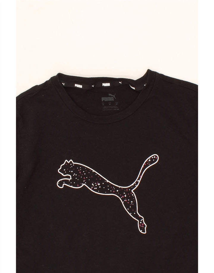 PUMA Womens Graphic T-Shirt Top UK 14 Medium Black Cotton Vintage Puma and Second-Hand Puma from Messina Hembry 