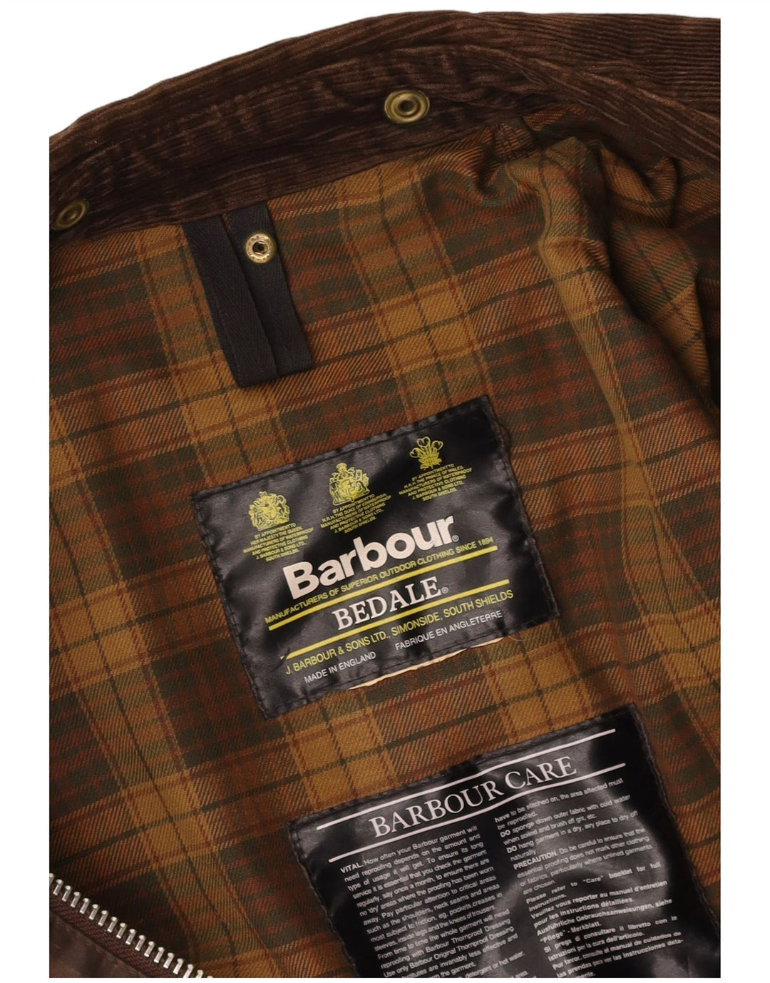 BARBOUR Herre Bedale Vokset Bomuldsjakke UK 38 Medium Brun