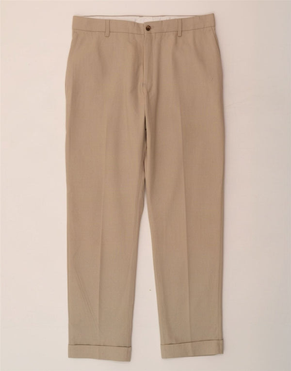 Zara Herre Lige Chinobukser EU 44 Large W34 L29 Beige Polyester