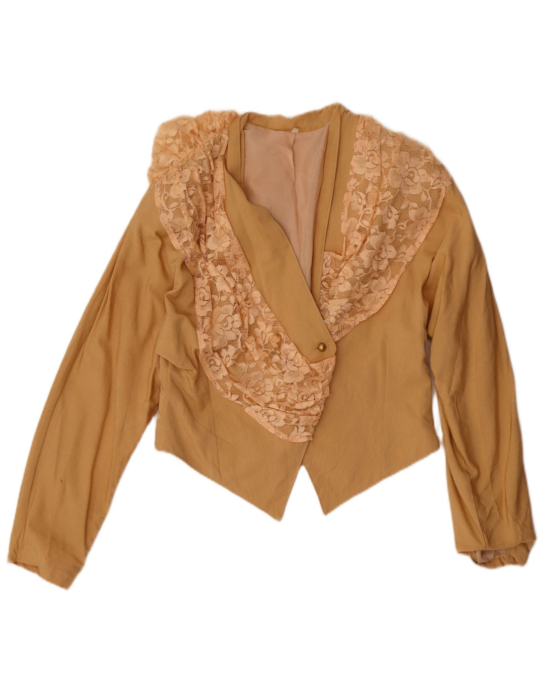 Vintage Dame Bolero Jacket UK 14 Medium Beige Blomsteruld