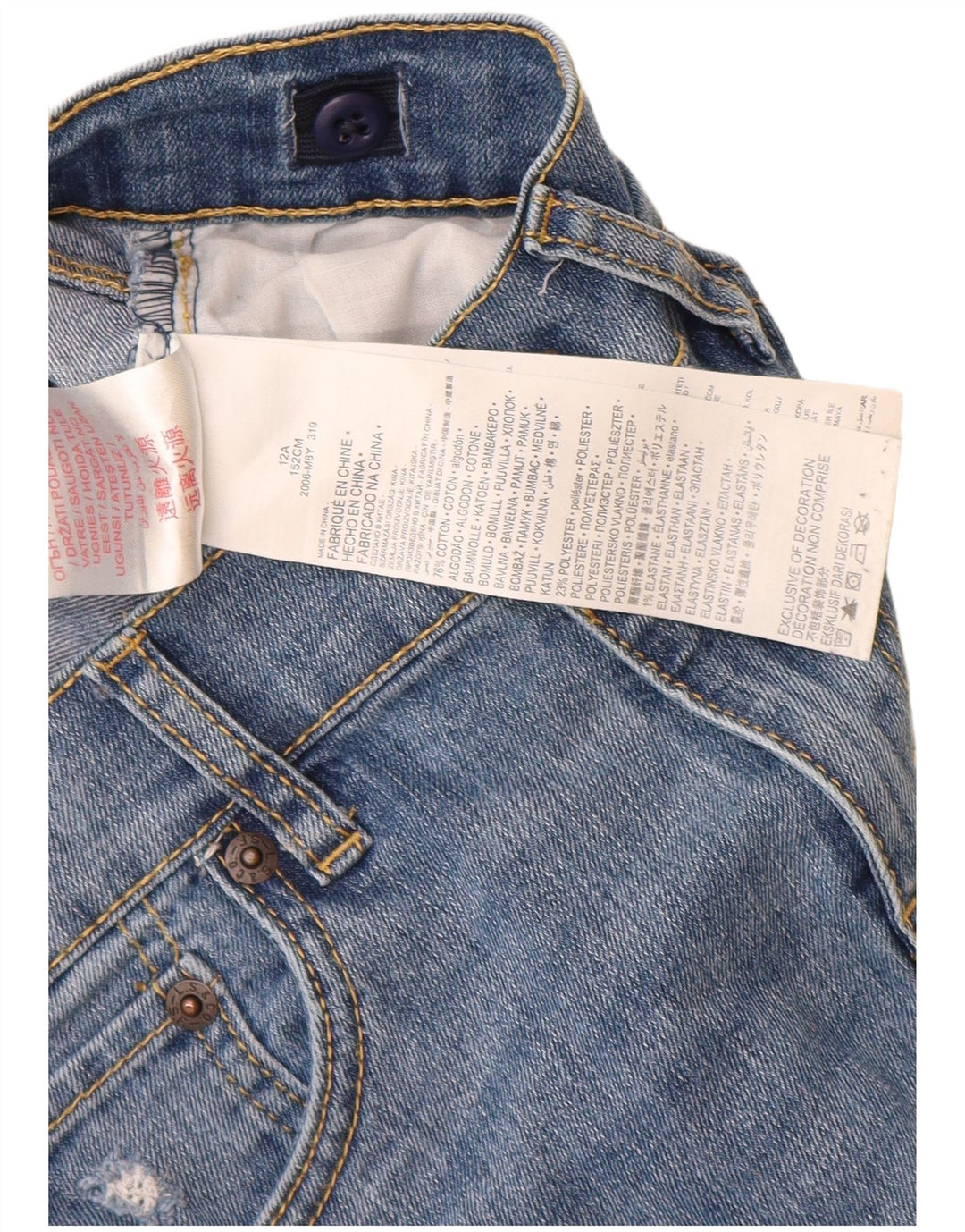 LEVI'S Boys 511 Distressed Slim Jeans 11-12 Years W26 L28 Blue Cotton