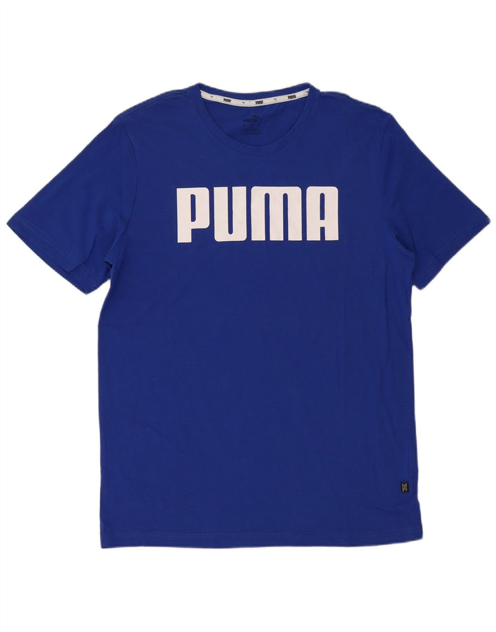 PUMA Mens Graphic T-Shirt Top Medium Blue Cotton