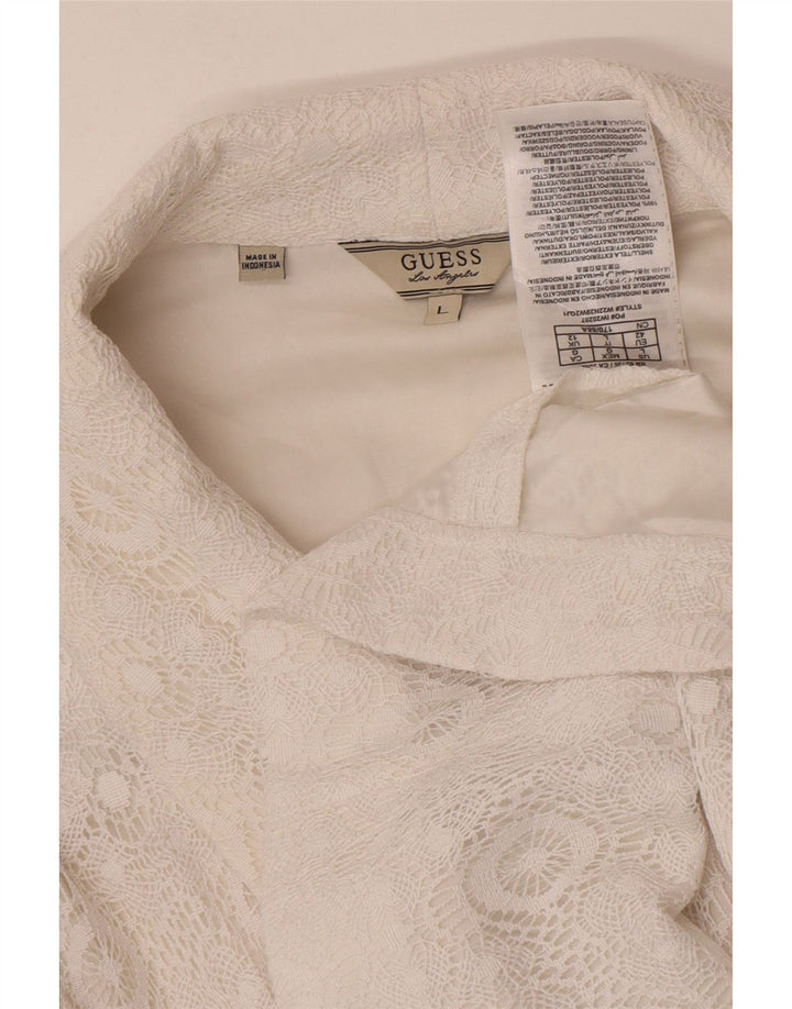 Guess Dame 1-knaps blazerjakke UK 12 Medium White Polyester
