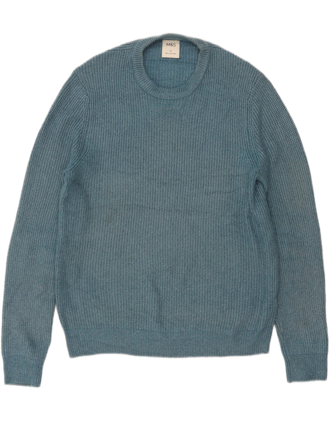 Marks & Spencer Herre sweater med rund hals, mellemblå polyamid