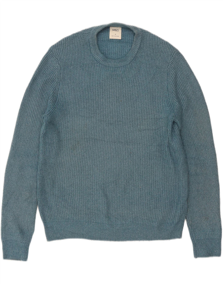 Marks & Spencer Herre sweater med rund hals, mellemblå polyamid