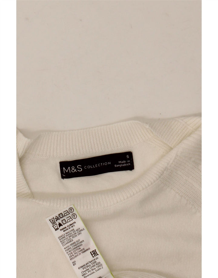 Marks & Spencer Dame Boat Neck Jumper Sweater UK 10 Small White