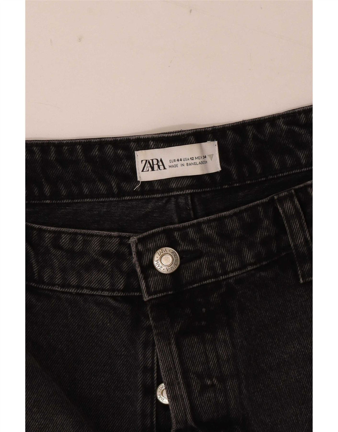 Zara Womens Distressed Denim Shorts EU 44 XL W34 Sort