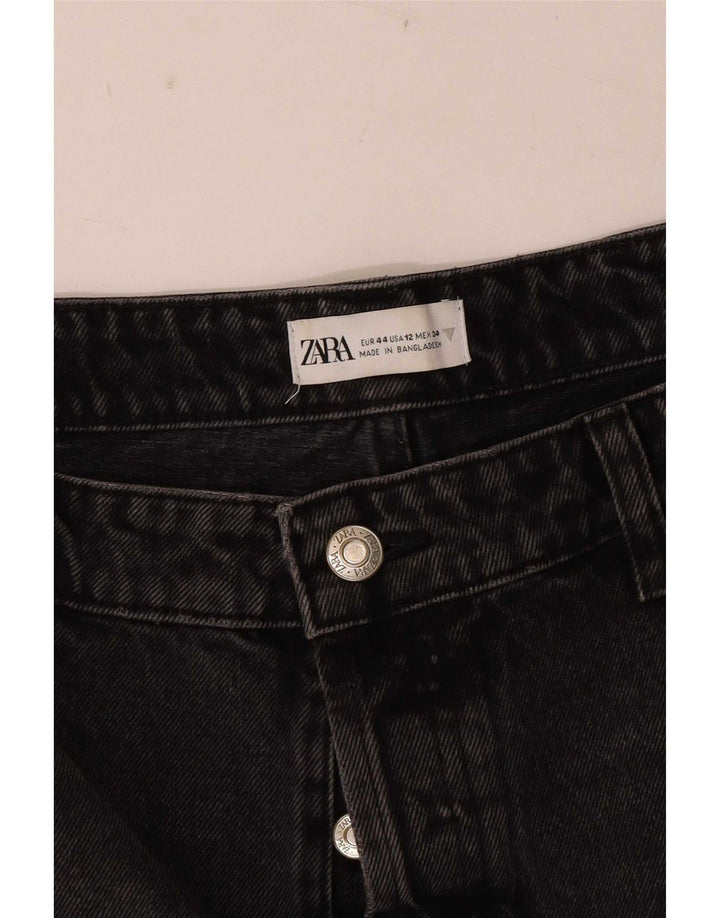 Zara Womens Distressed Denim Shorts EU 44 XL W34 Sort