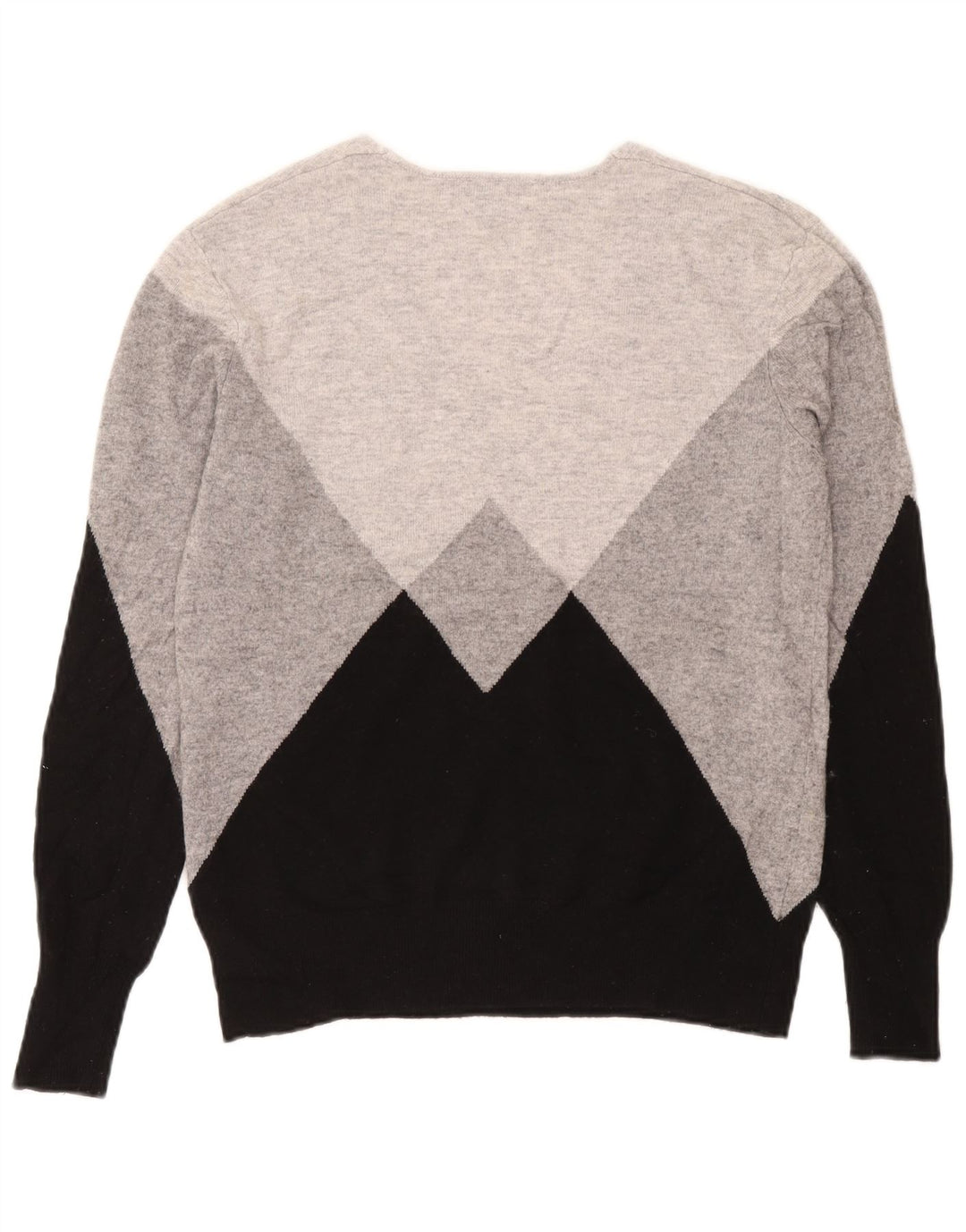 Reiss Dame V-hals sweater UK 14 Medium Grey Colourblock Uld